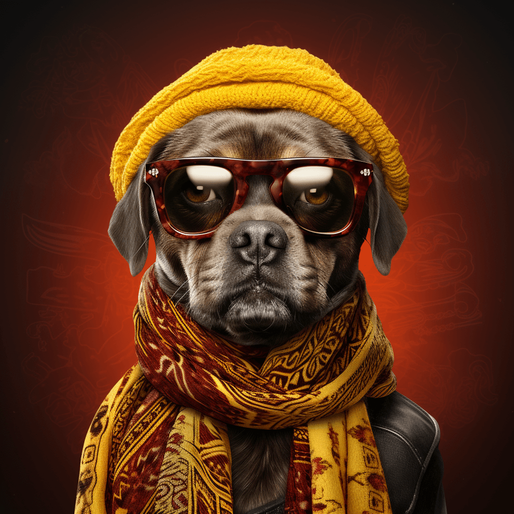 Portrait of a dog with a scarf